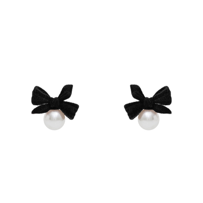 Women's Black Bow Light Luxury High-grade Elegant Earrings