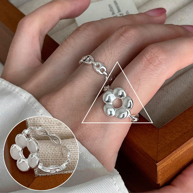 Dignified Geometric Lines Winding Sier Opening Rings