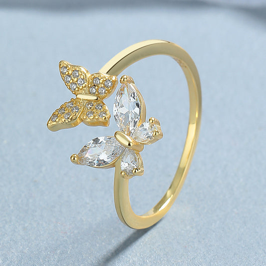 Butterfly Zircon Female Sweet Style Temperament Personality Rings