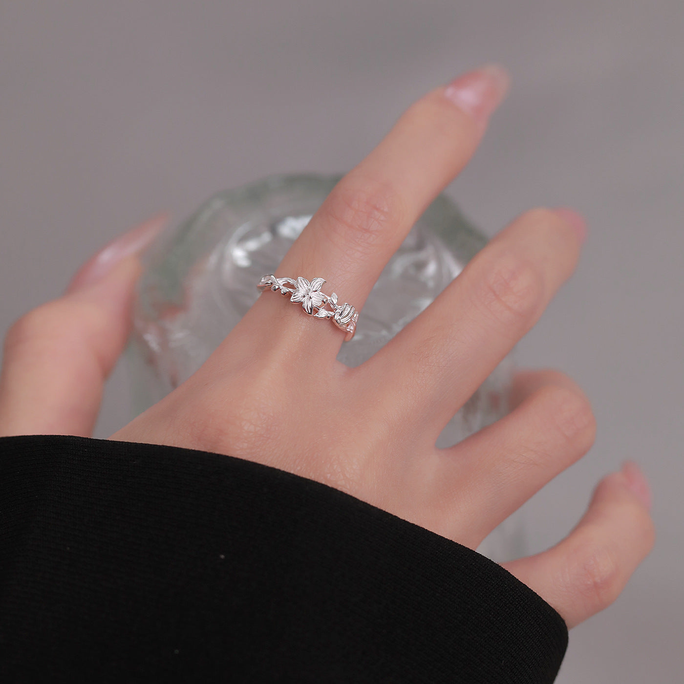 Women's Sterling Sier Lily Flower For Design Exquisite Ring