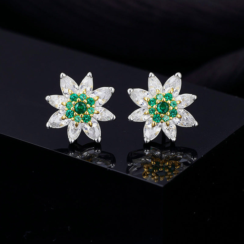 Women's High-grade Light Luxury Flash Snowflake Inlaid Earrings