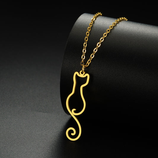 Cute Hollow Cat Fashion Commuter Stainless Steel Pendants