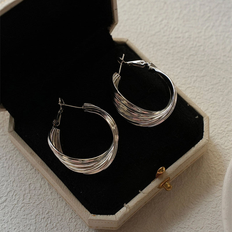 Women's Spicy High-grade Metal Retro Style Big Hoop Design Earrings