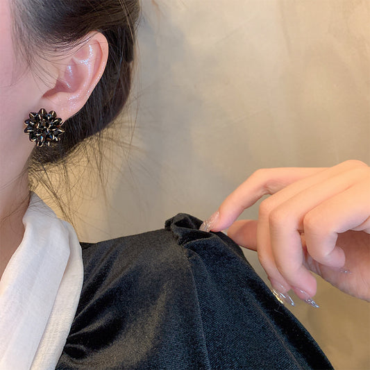 Women's Fresh Personality Crystal Ball For Fashion High Sense Temperament Sier Earrings