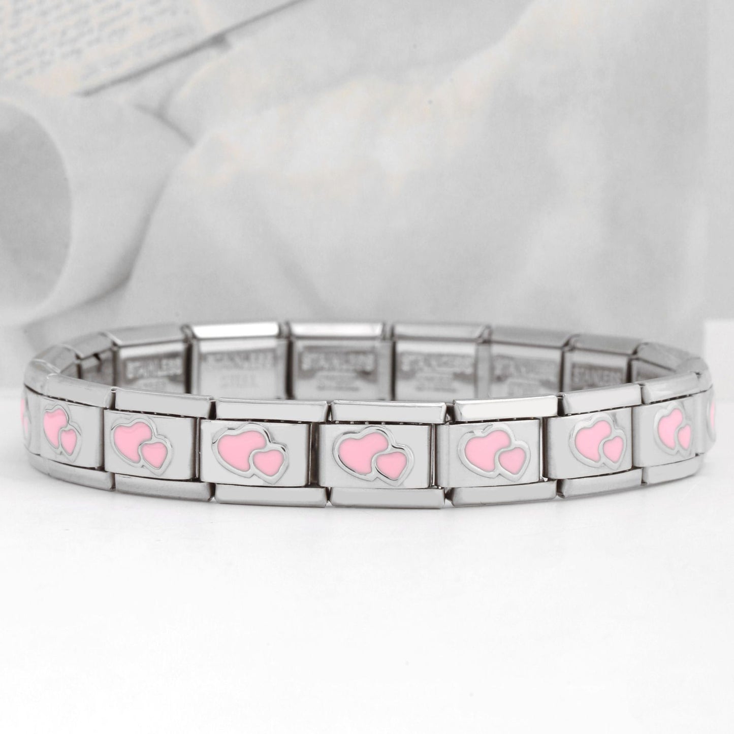 Heart Double Peach Gem Series Stainless Bracelets