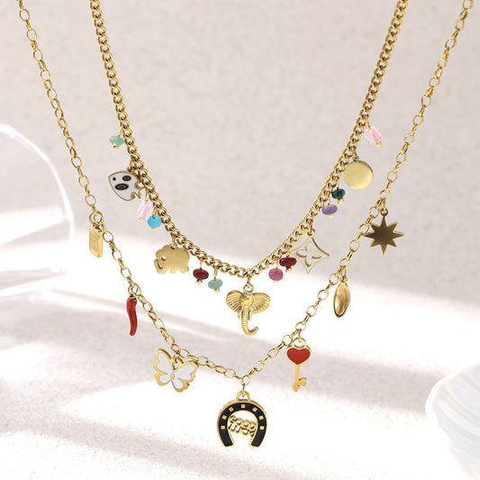 Steel Light Luxury High-grade Color Drop Jewelry Set