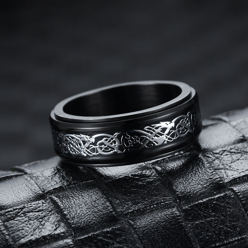 Men's Titanium Steel Personality Rotatable Decompression Dragon Rings