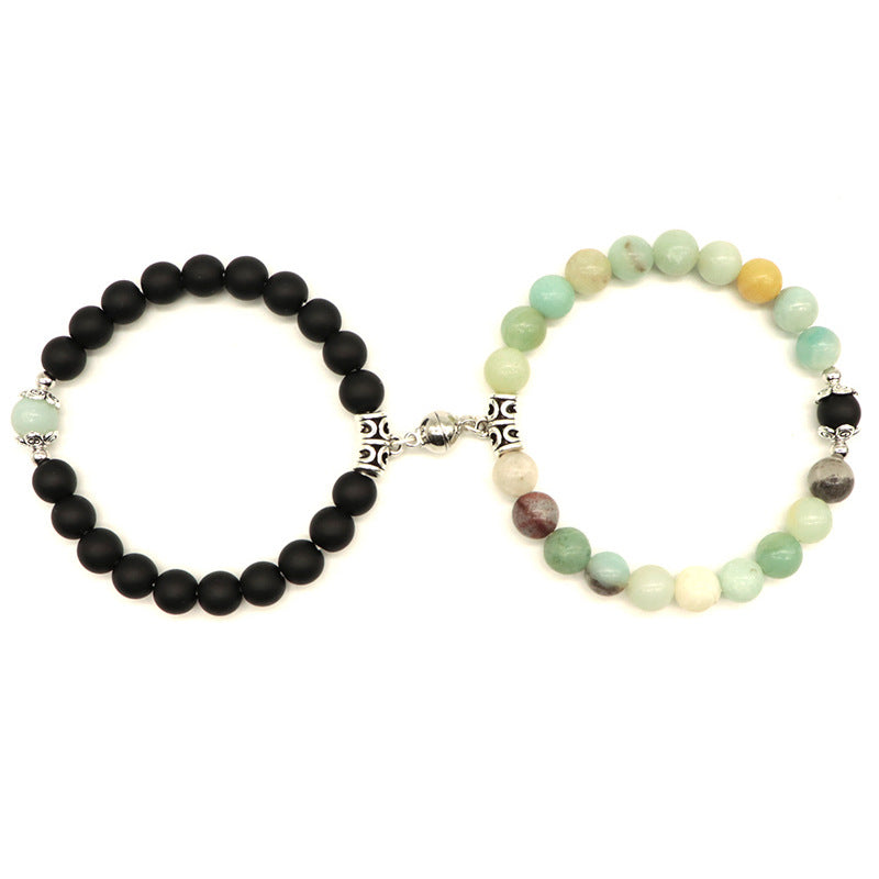 Women's Weathering Agate Magnet Suction Couples Beaded Bracelets