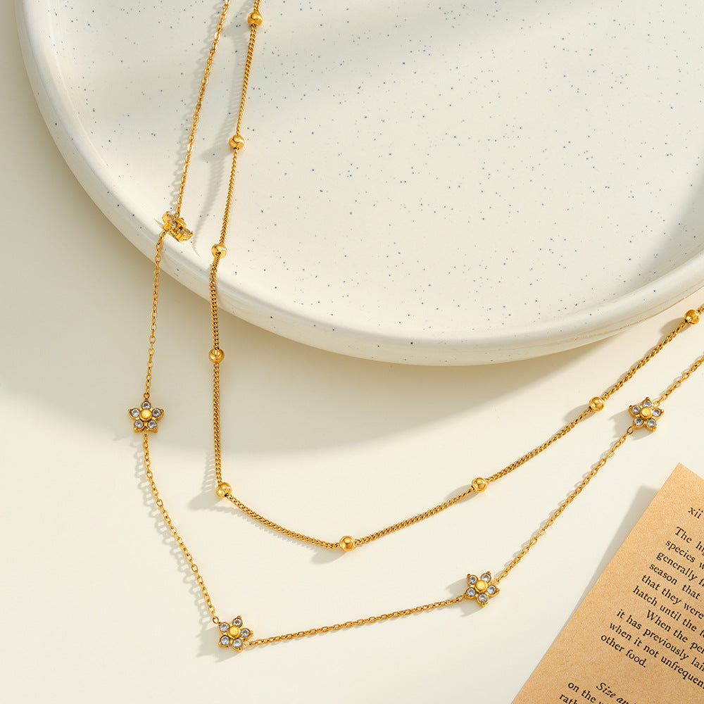 Women's Stainless Steel Double Layer Twin Simple Necklaces