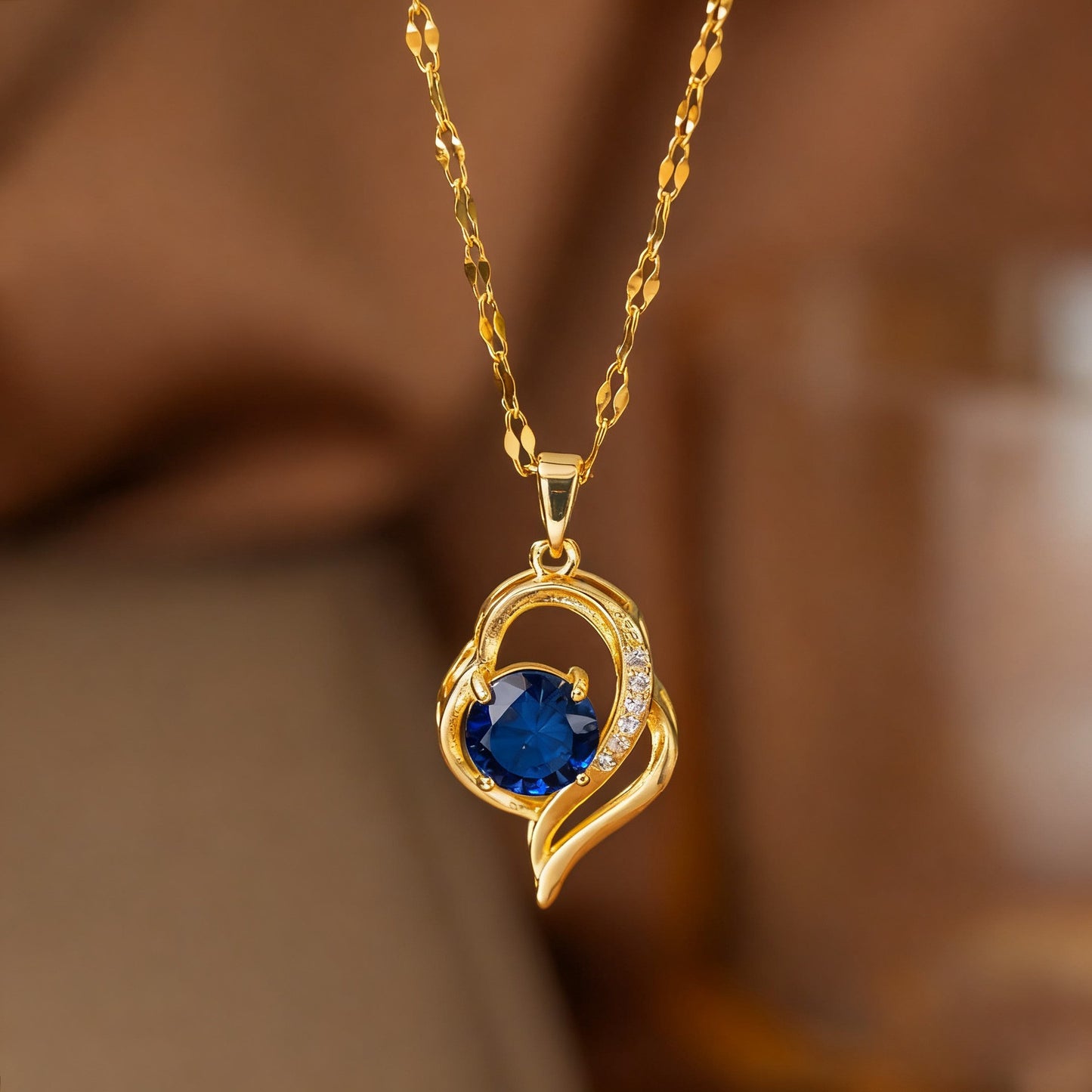 Steel Female Micro Inlaid Pink Diamond Necklace