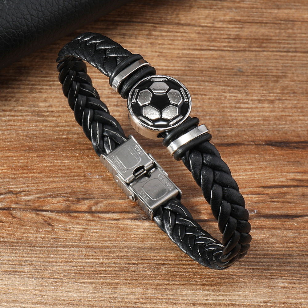 Men's Snap Joint Alloy Football Leather Team Bracelets