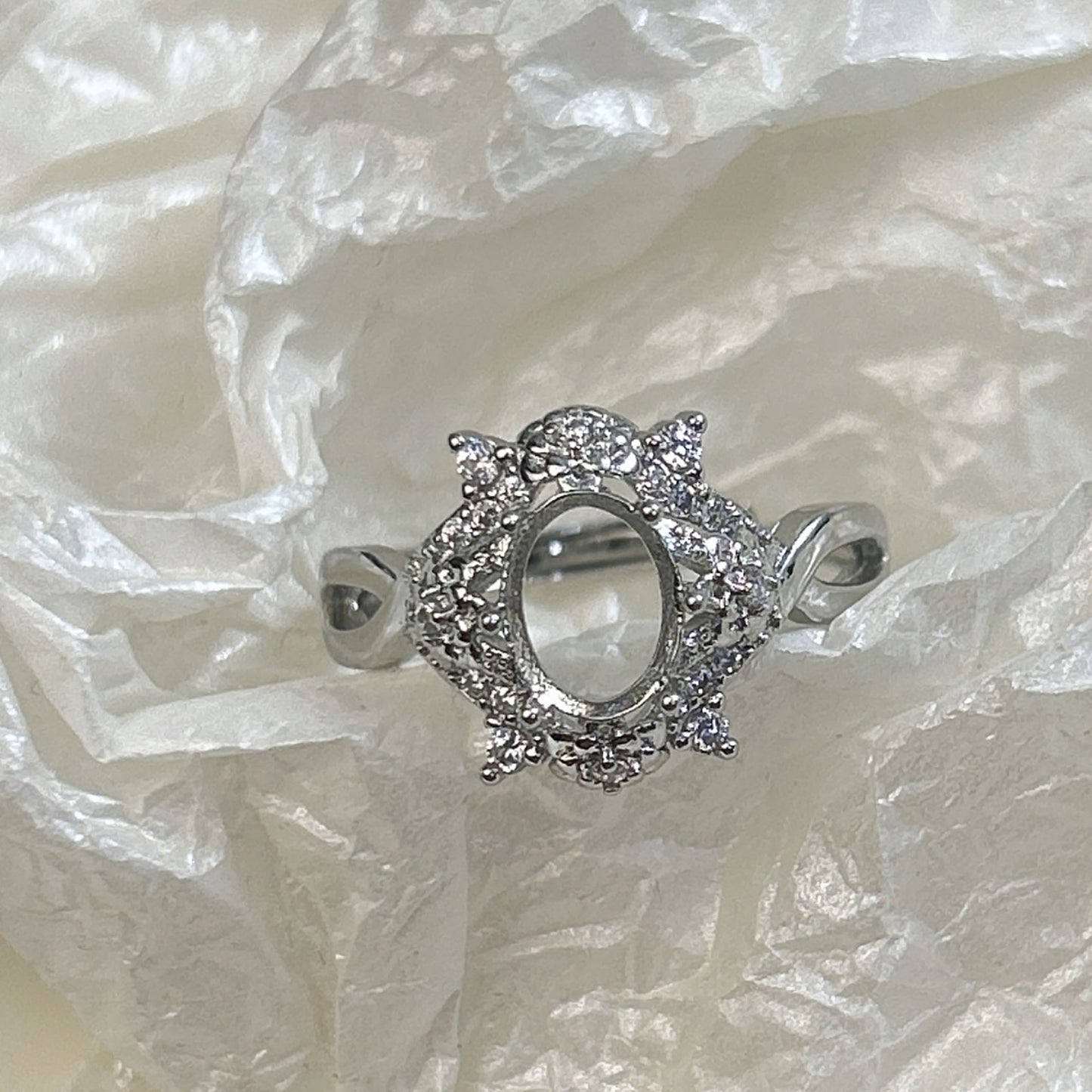 Setting Big Diamond Round Drip Love Open Mouth Inlaid Ring
