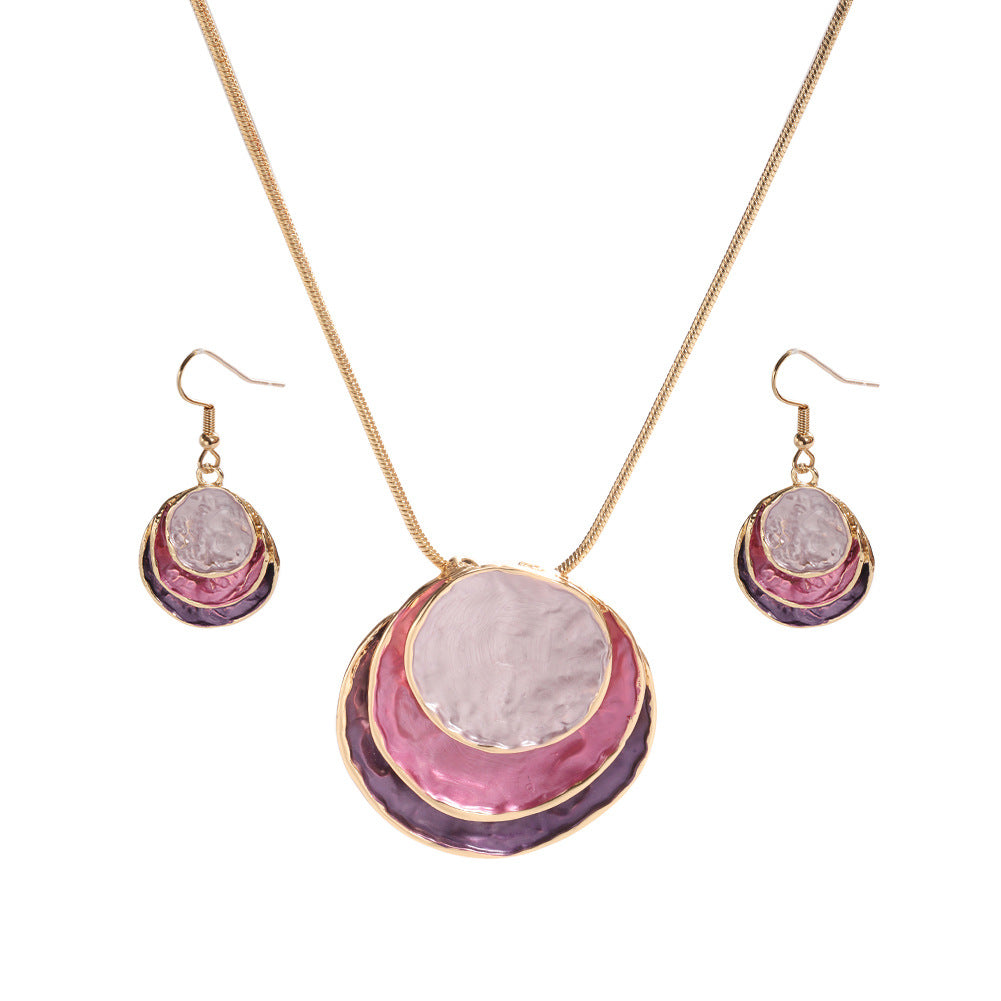 Women's Fashion Bohemian Enamel Geometric Round Party Jewelry Set
