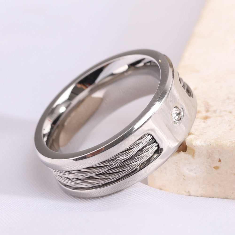 Women's Cable Steel Wire Glossy Stainless Fashion Rings