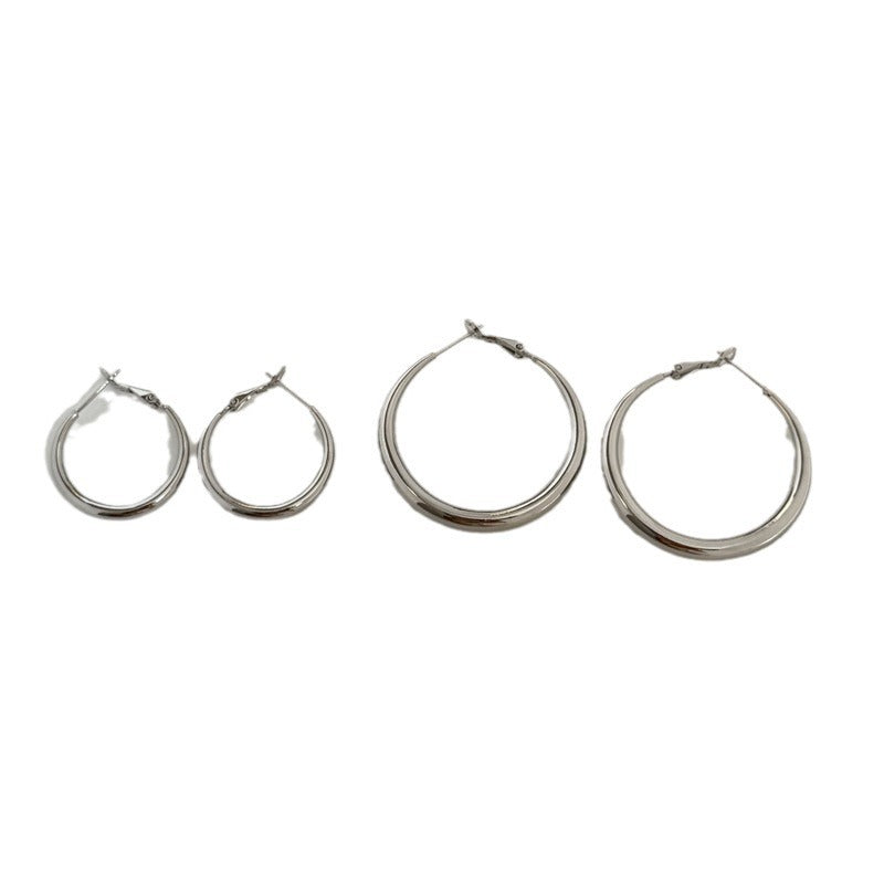 Women's Cold Style Simple Retro Circle Sier Needle Niche Earrings