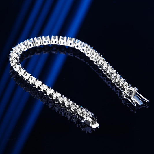 Women's Diamond Simple Sterling Sier Design Sparkling Full Rhinestone Bracelets