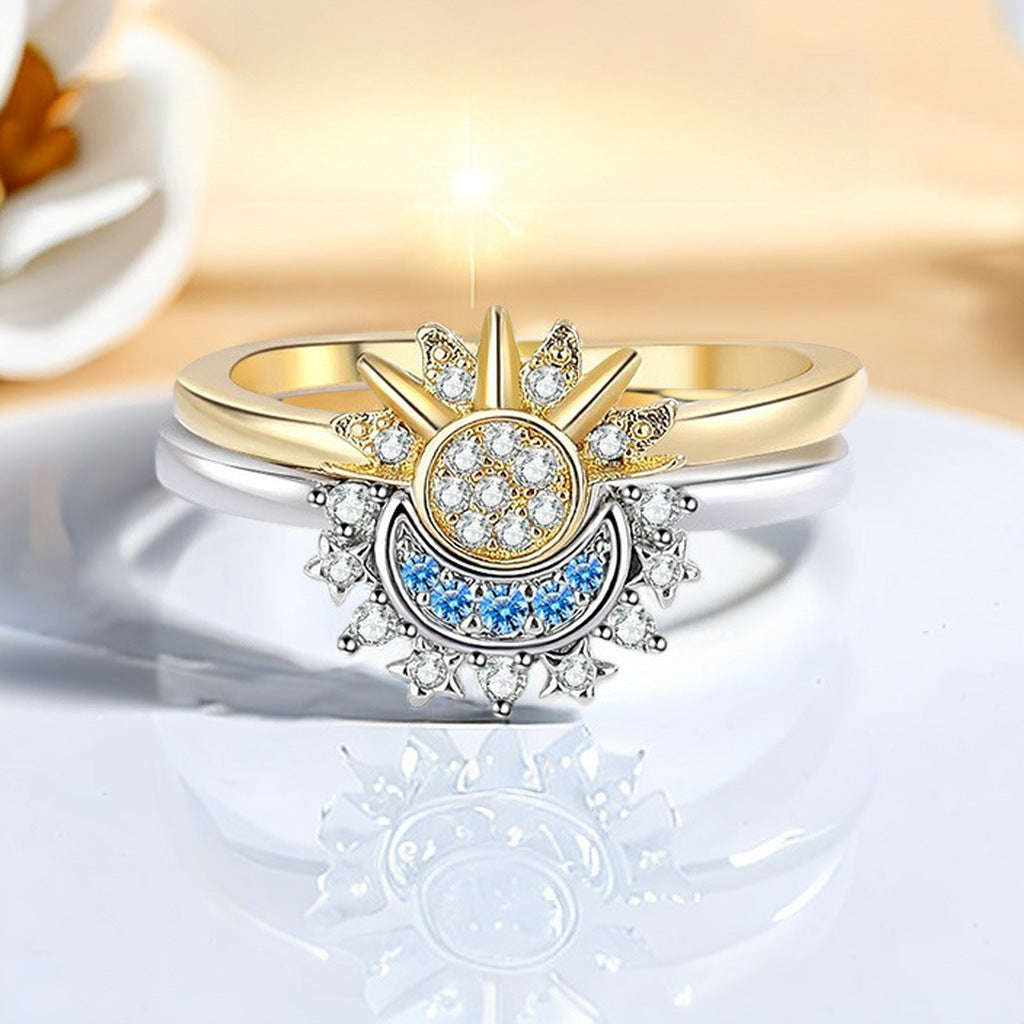 Stacked Female Personality Minimalist Design Diamond Rings