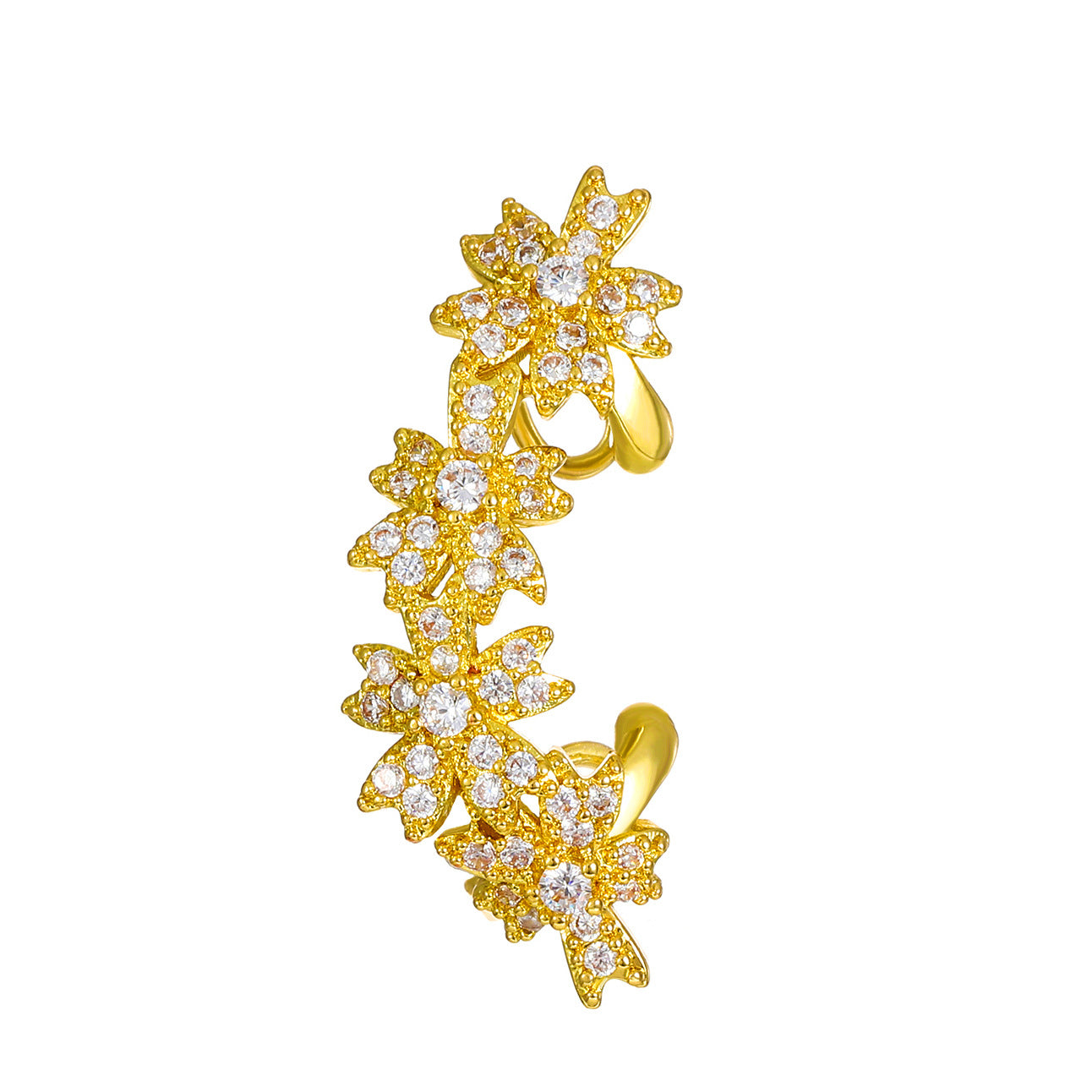 Flowers Affordable Luxury Fashion Design Diamond Ear Clip