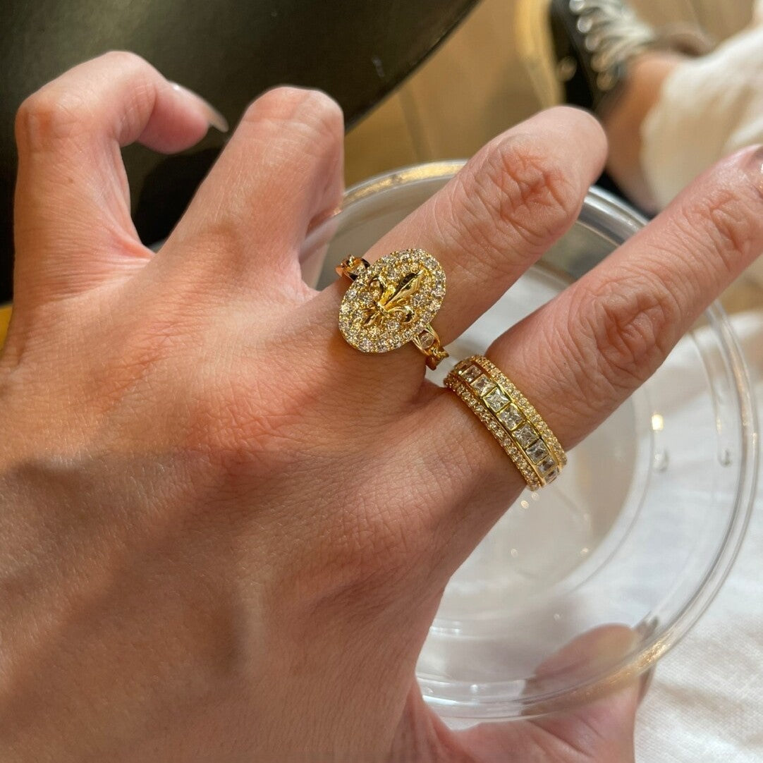 Money Style Square Diamond Gang Drill Rings