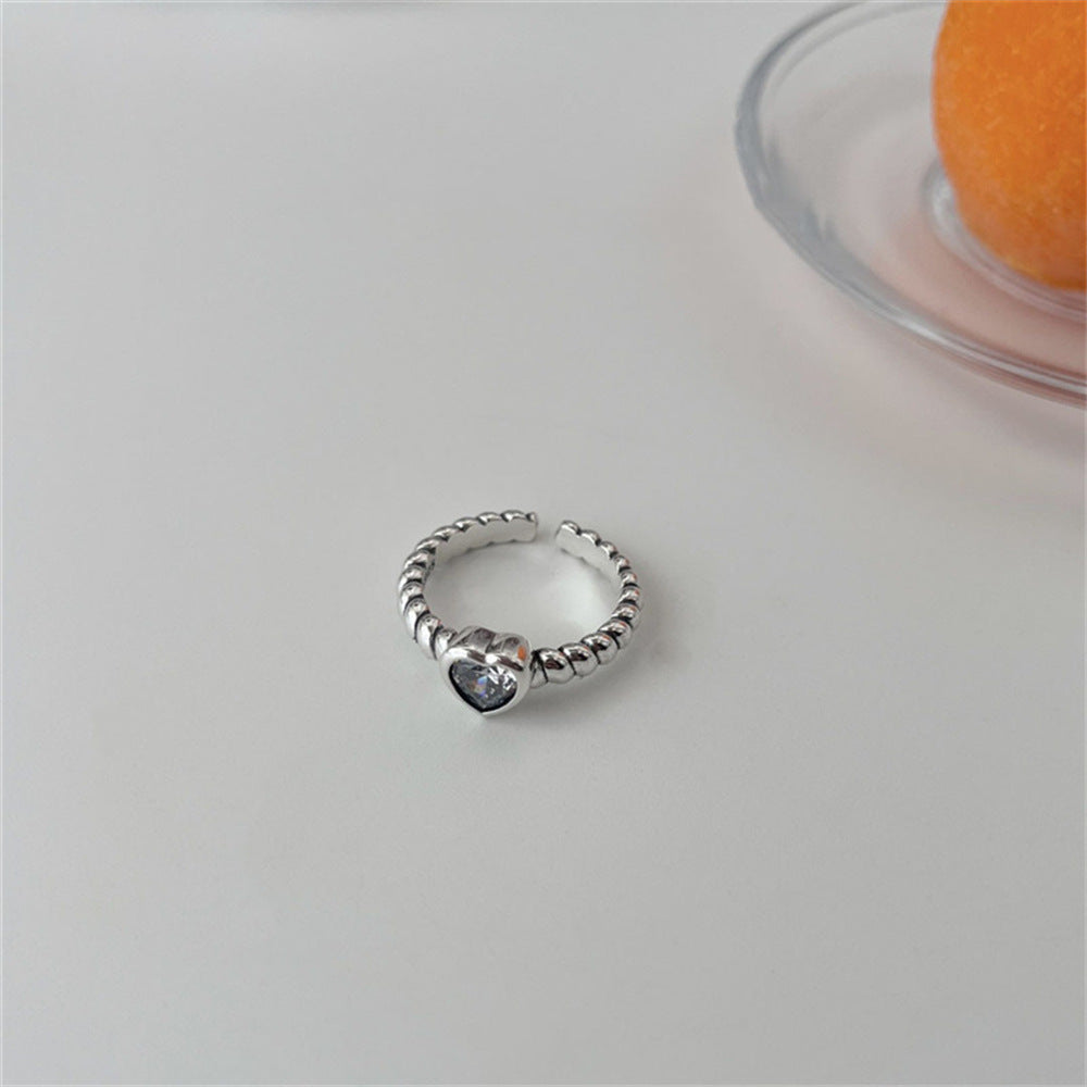 Women's Korean Style Simple Gemstone Sterling Sier Rings