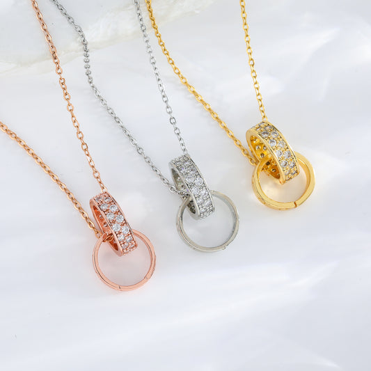 Double Female Diamond Rose Clavicle Chain Necklaces