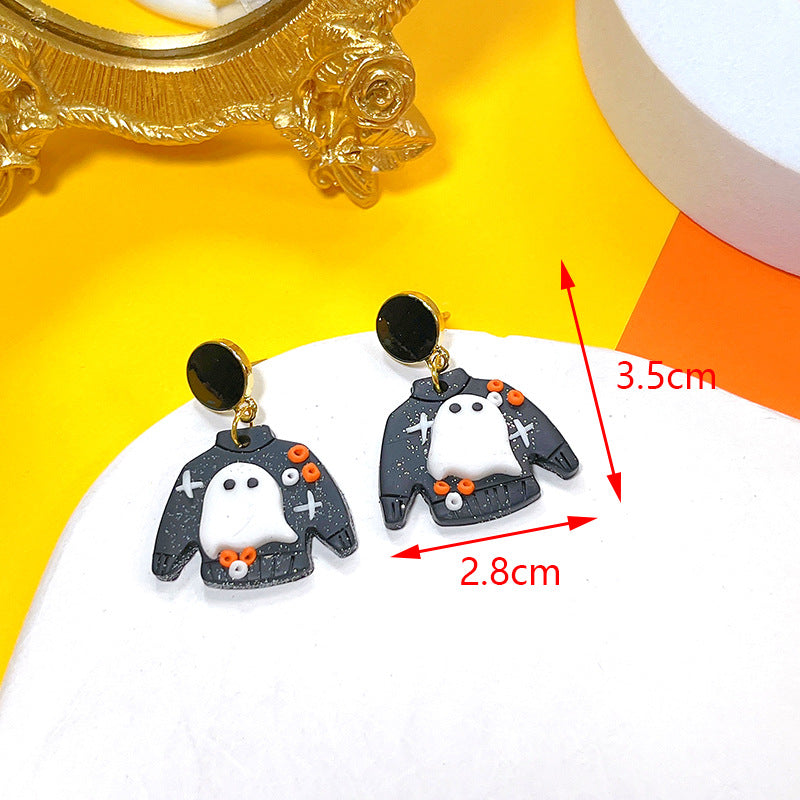 Clay Ear Hooks Female Funny Ghost Earrings