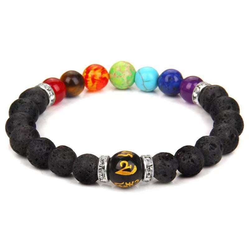 Women's Volcanic Stone Colorful Yoga Energy Six Bracelets