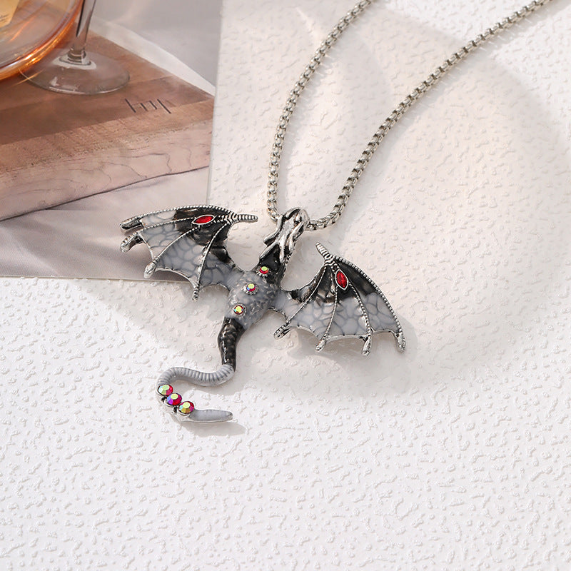 Drop Oil Cartoon Flying Dragon Shape Fashion Necklaces