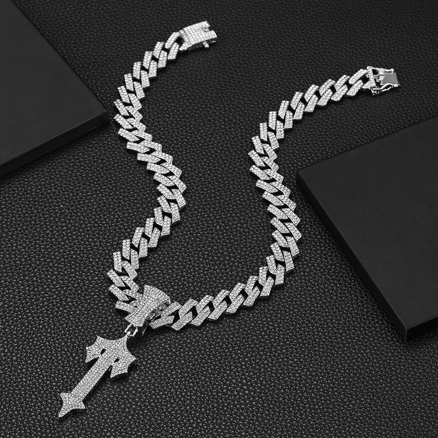 Men's Large Alloy Parts Hip Hop Sword Necklaces