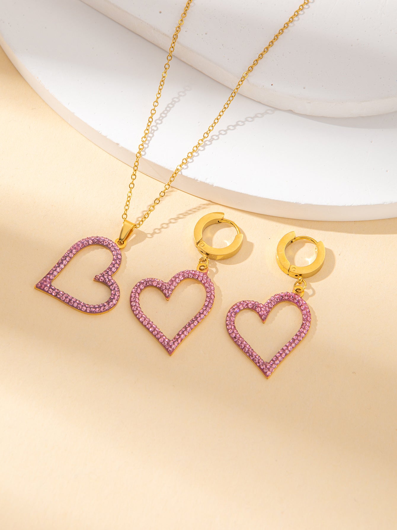 Women's Female With Hearts Zircon Light Luxury Design Earrings