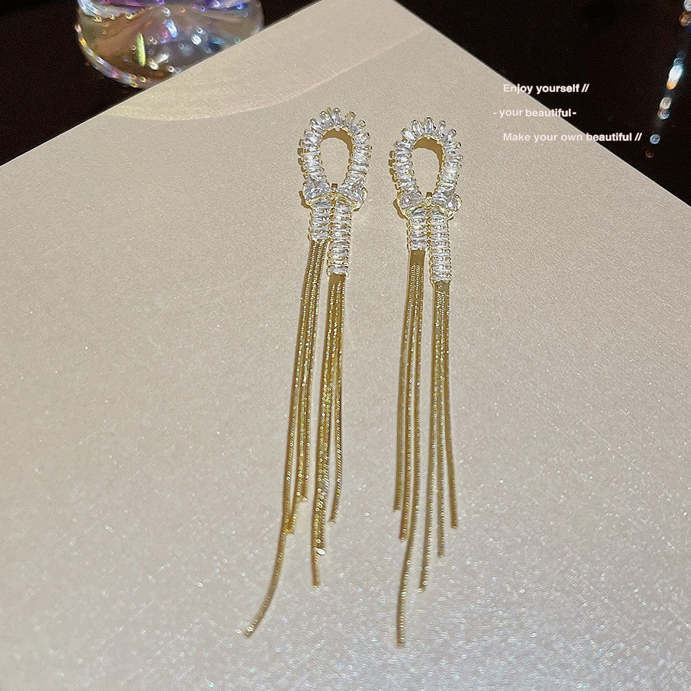 Needle Elegant Tassel Advanced Simple Thin Earrings