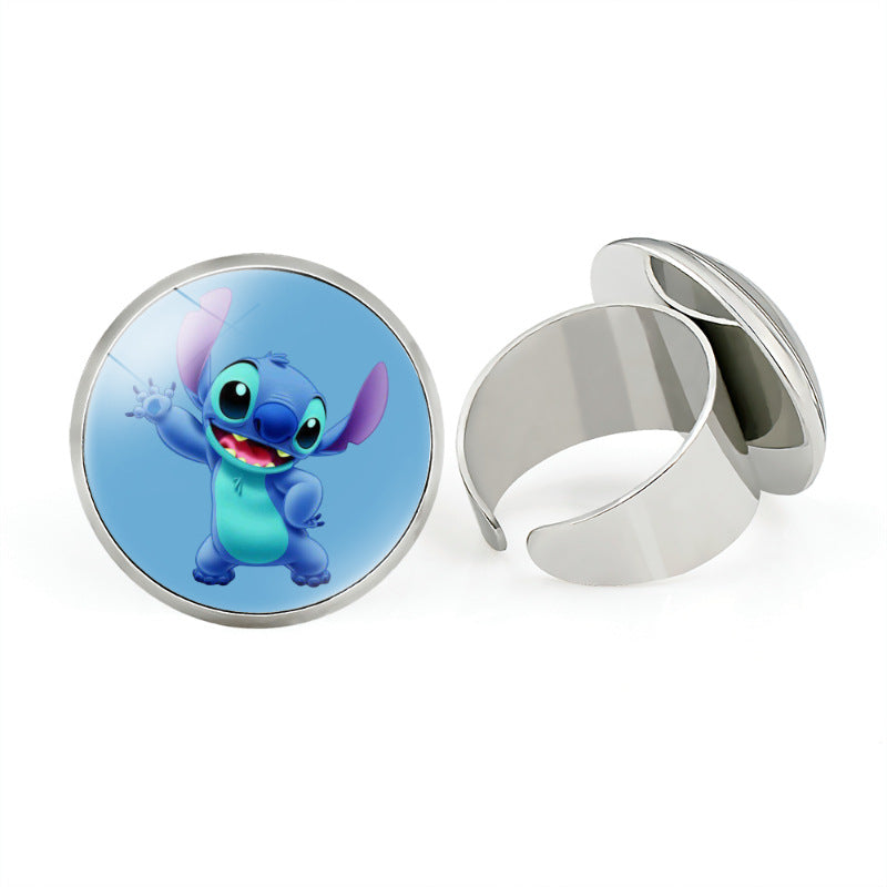 Star Stitch Cartoon Pattern Open Adjustable Rings