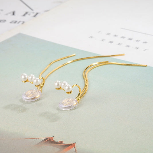 Women's Coil High-grade Pearl Elegant Long Tassel Simple Super Fairy Slim Ear Clip