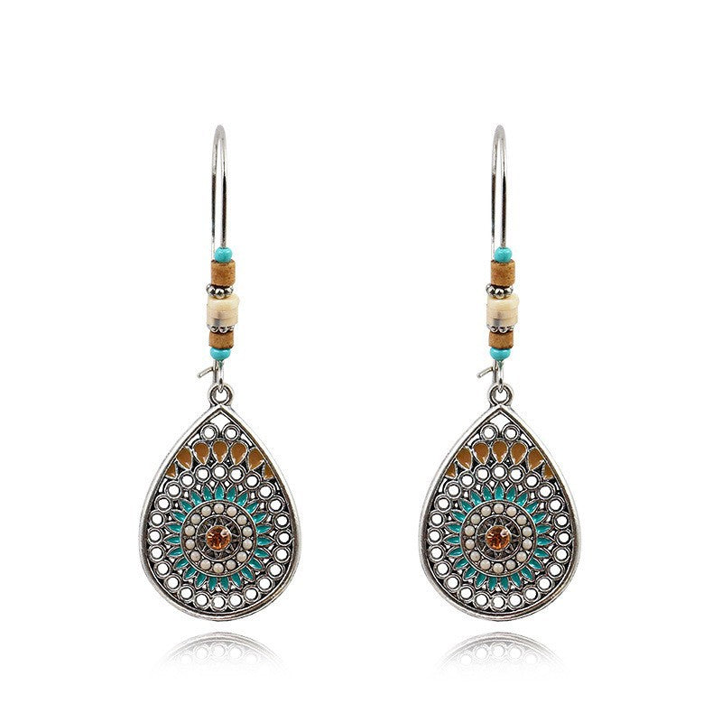 Women's Graceful Ear Hook Dripping Alloy Turquoise Rings