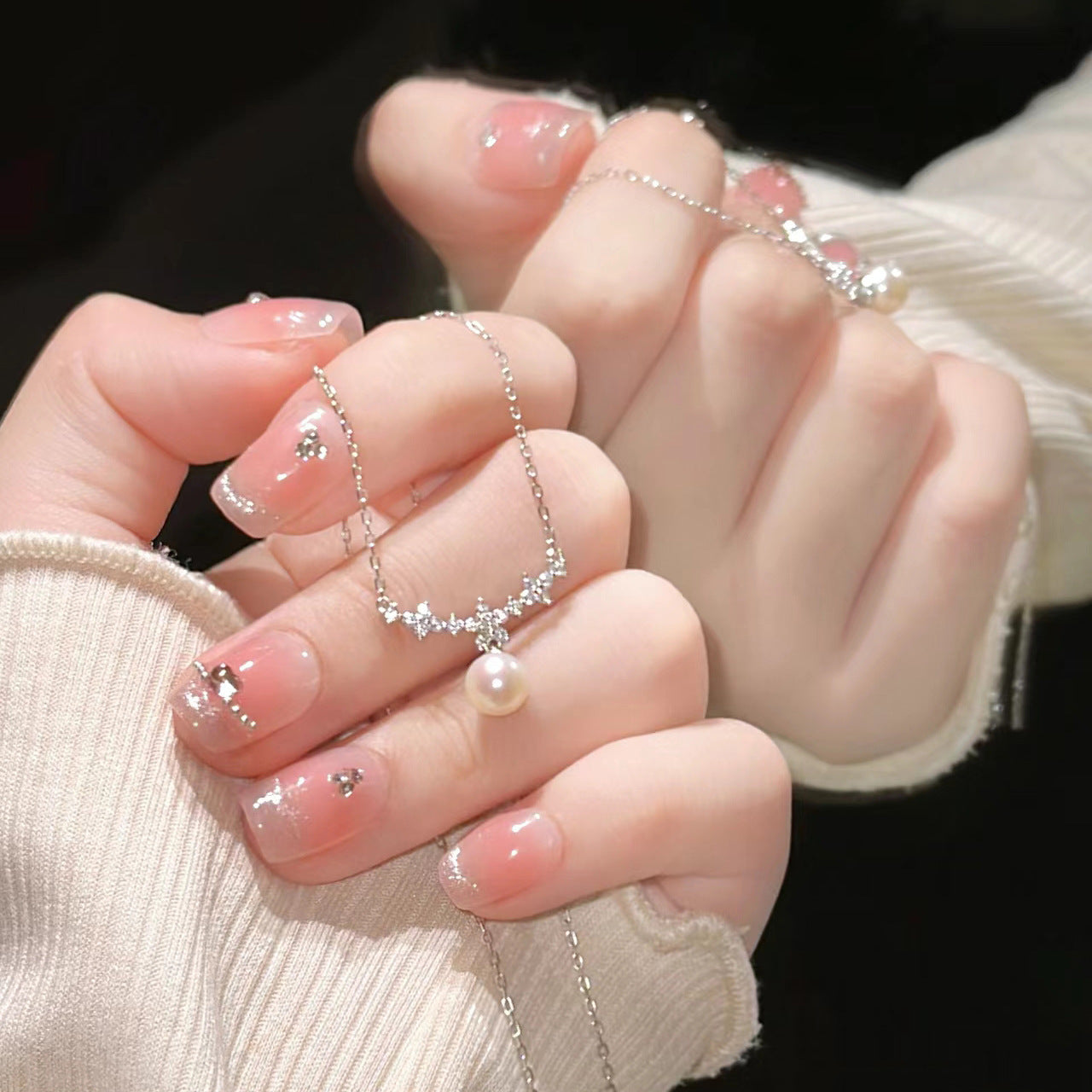 Women's French Cherry Blossom Pearl Zircon Style Exquisite Light Necklace