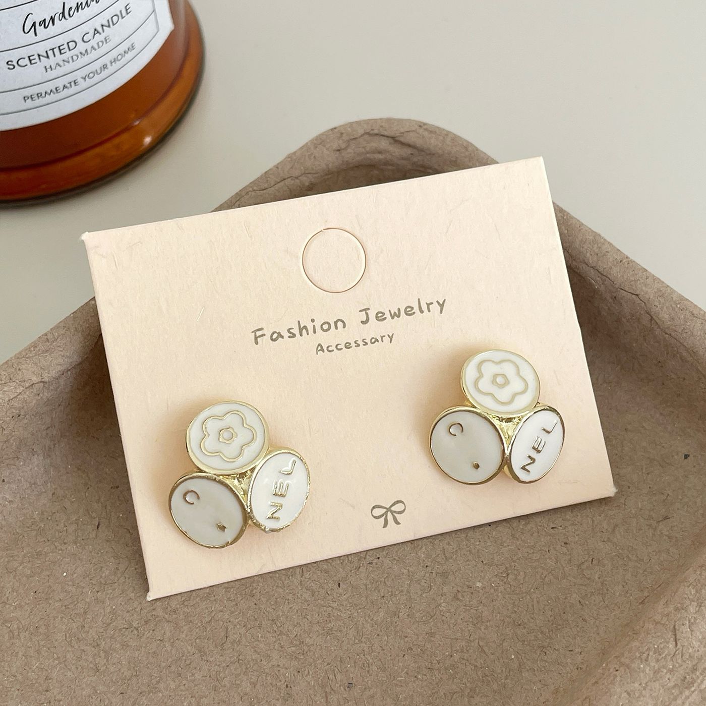 Geometric Circle Classic Style Flower Female Sier Needle French Earrings