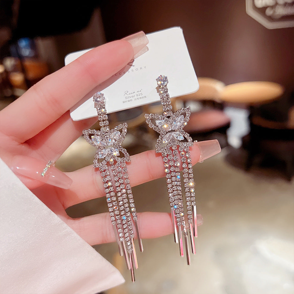 Women's Vintage Tassel Diamond High-grade Ear Minority Earrings
