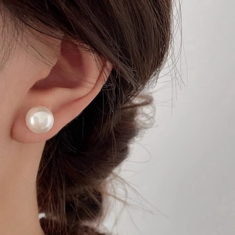 Pink Steamed Bread Pearl Female Ear Clip Earrings