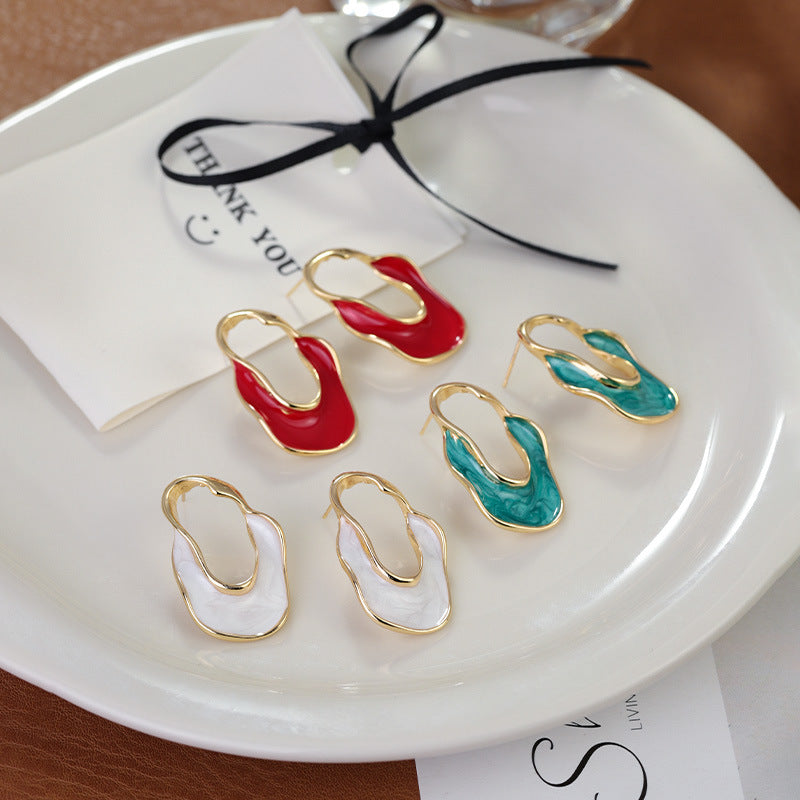 Irregular Dripping Oil Eardrop Elegant High-grade Light Earrings