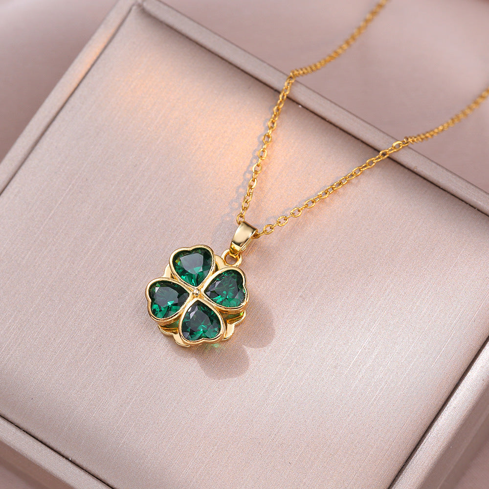 Hearts Zircon Flower Niche Rotating Design Pendants