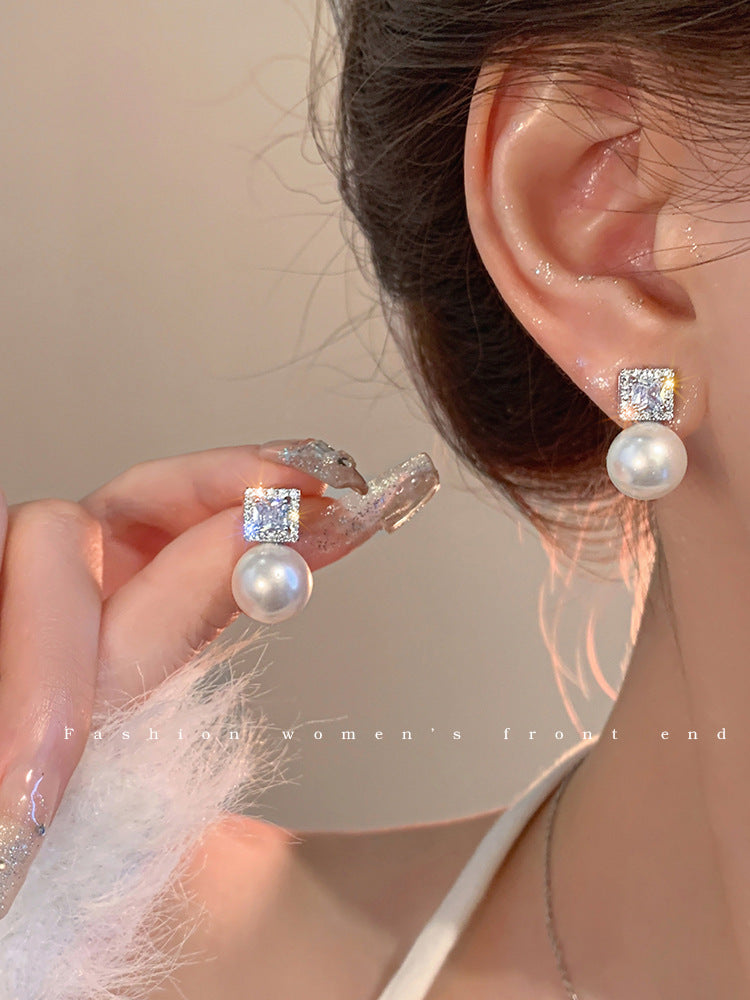 Diamond Pearl Light Luxury Design Sense Earrings