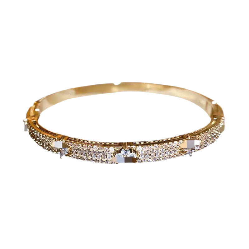 Four-leaf Flower Light Luxury High-grade Zircon Full Diamond Niche Bracelets