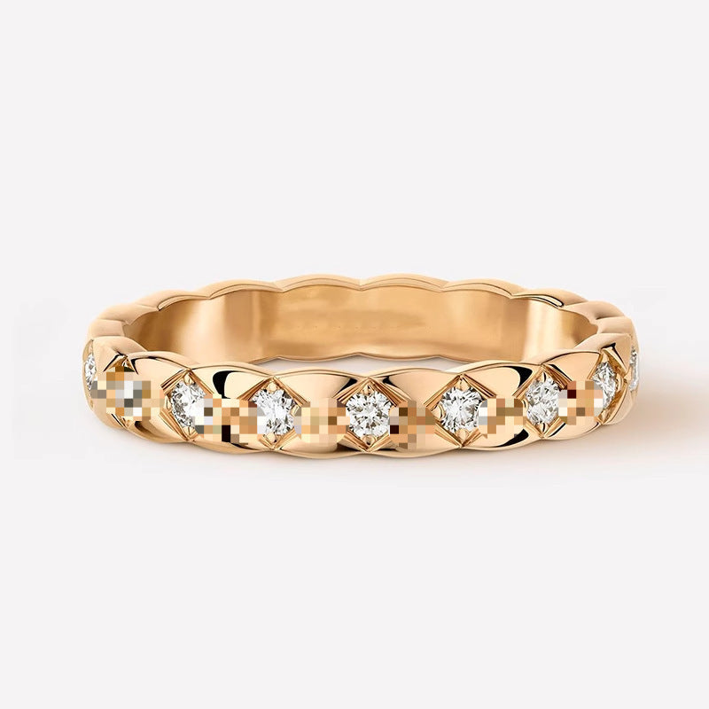 Fashion Plaid Female Rose Platinum Couple Rings