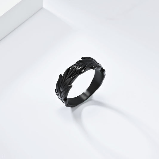 Style Hemp Leaf Titanium Steel Niche Rings