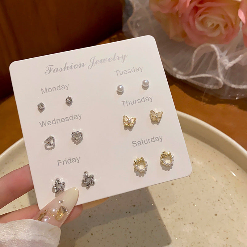 Sier Needle Exquisite Bow Suit Female Style Advanced Design Earrings