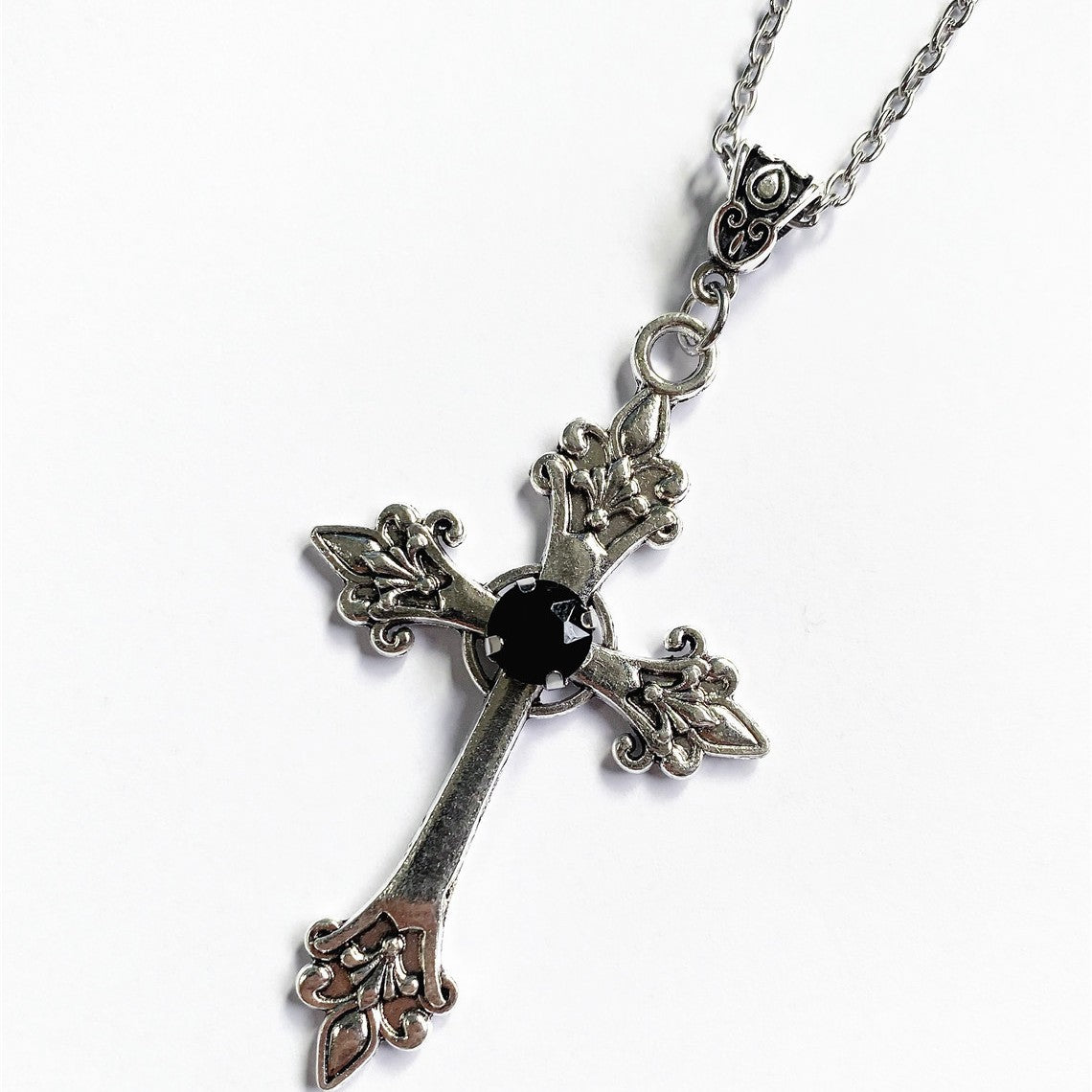 Cross Sier Tone Gothic Fashion Charm Declaration Gift Necklaces