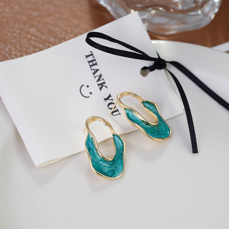 Irregular Dripping Oil Eardrop Elegant High-grade Light Earrings