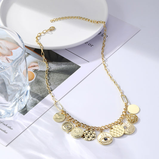 Female Bohemian Metal Ancient Coin Devil's Necklaces