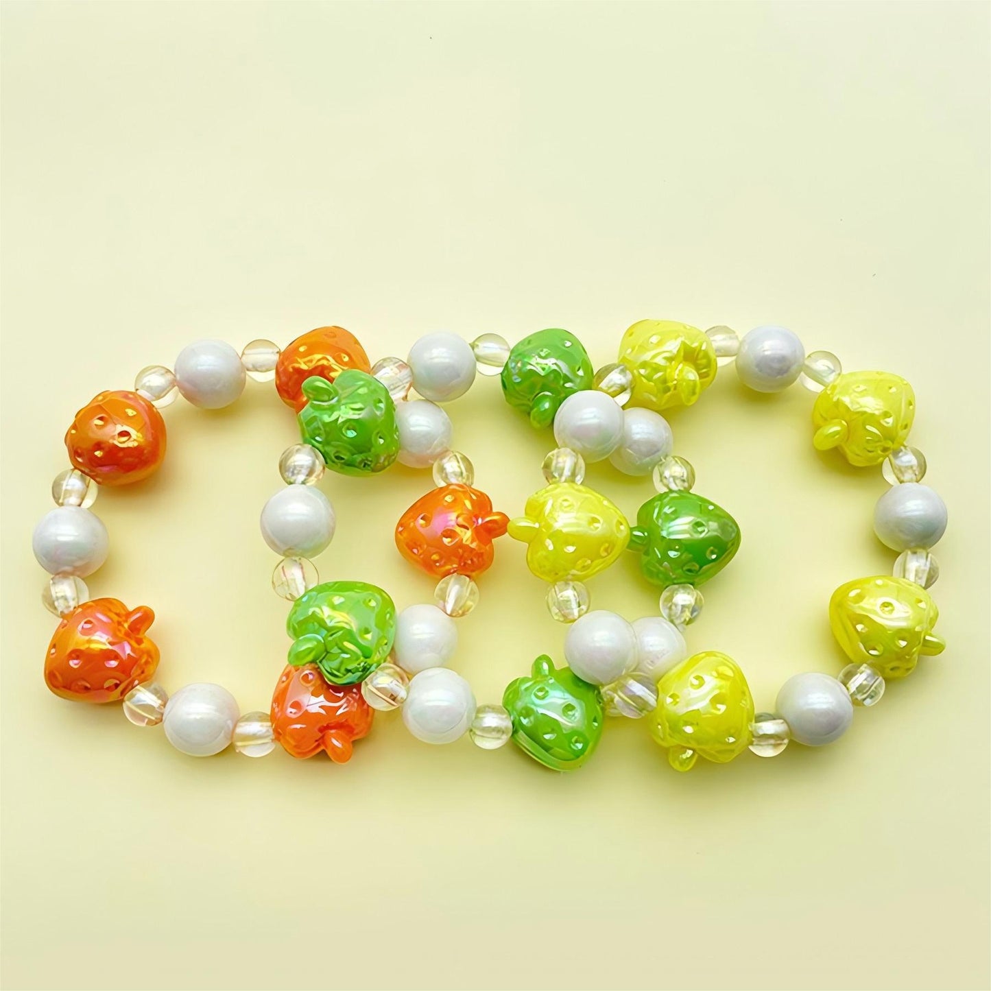 Children's Strawberry Glass Bead Female Summer Advanced Beaded Pearl Bracelets