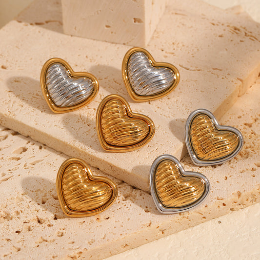 Heart-shaped Stainless Steel Fashionable High-grade Elegant Earrings